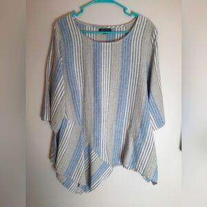 For Cynthia linen blend vertical stripes asymmetrical top